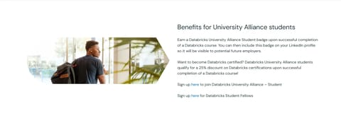 Databricks Student Discount: Free Access & 25% Off Voucher proof screenshot 1