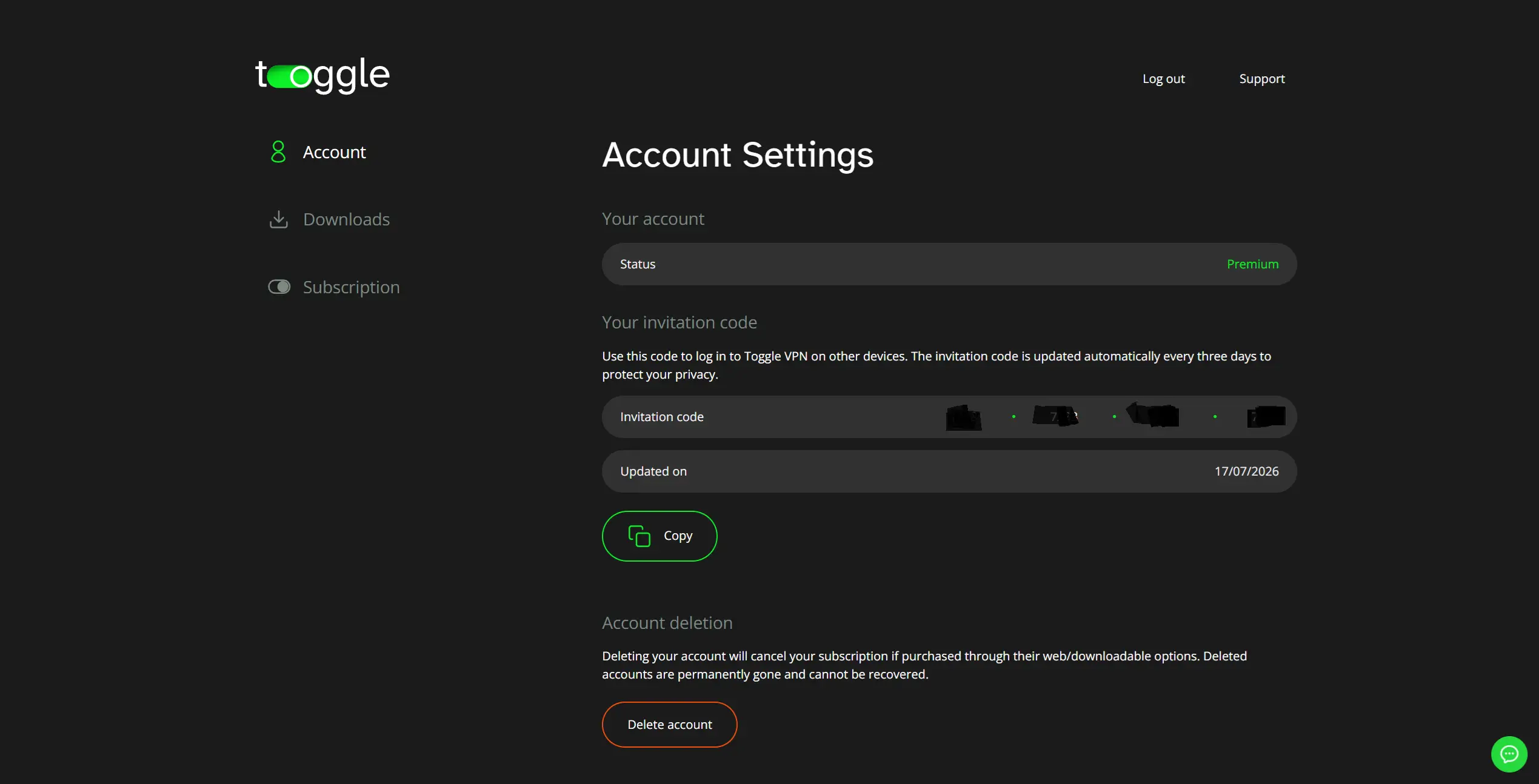 Toggle VPN Free 1-Month Premium VPN Trial with Coupon proof screenshot 1