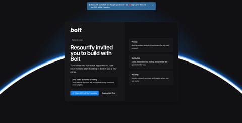 Bolt.new Free Tokens (1M) + 20% Off for 3 Months w/ Coupon proof screenshot 1
