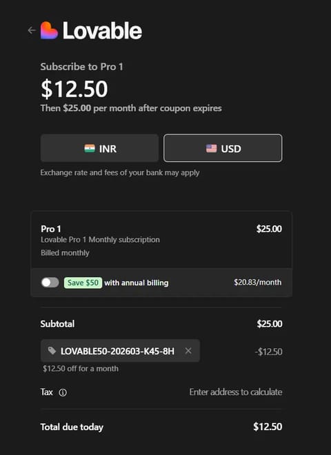 Lovable Promo Code 2026: Student Discount + 1 Year Free proof screenshot 1