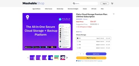 $99 Lifetime 1TB Premium Cloud Storage Plan with FileLu proof screenshot 1