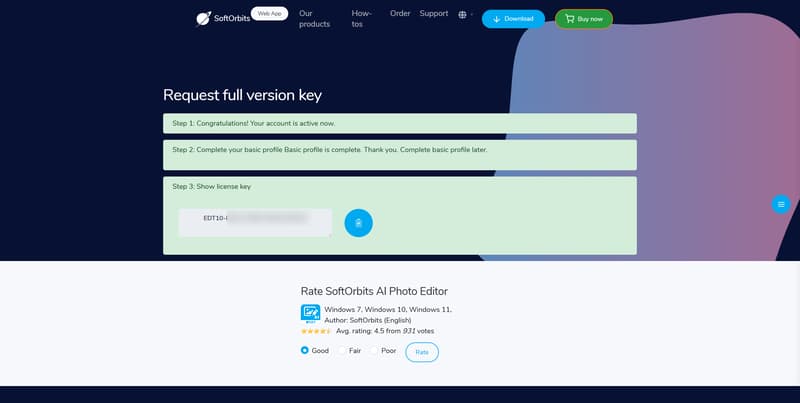 SoftOrbits AI Photo Editor Lifetime license.png