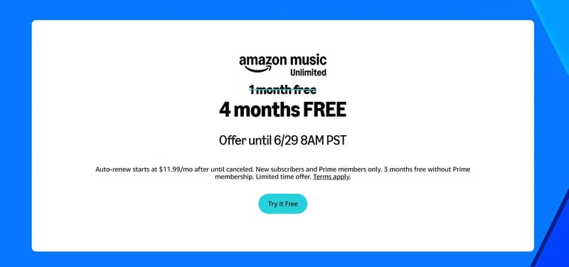 amazon music trial offer for June 2026.png