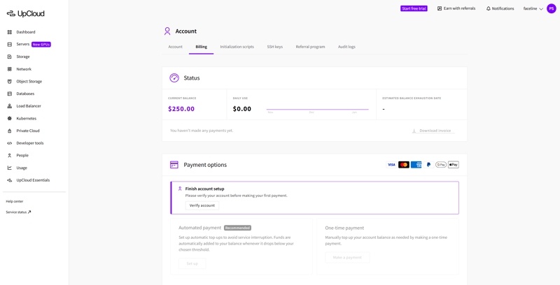 verify UpCloud credits using credit card.png