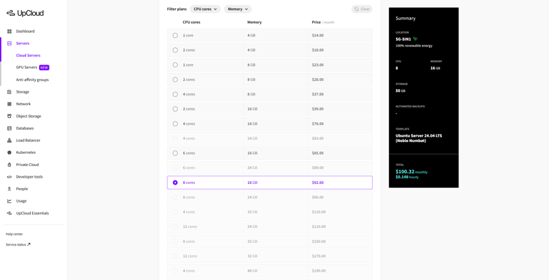 create a powerfull 8 vcore 16GB RAM server for testing.png
