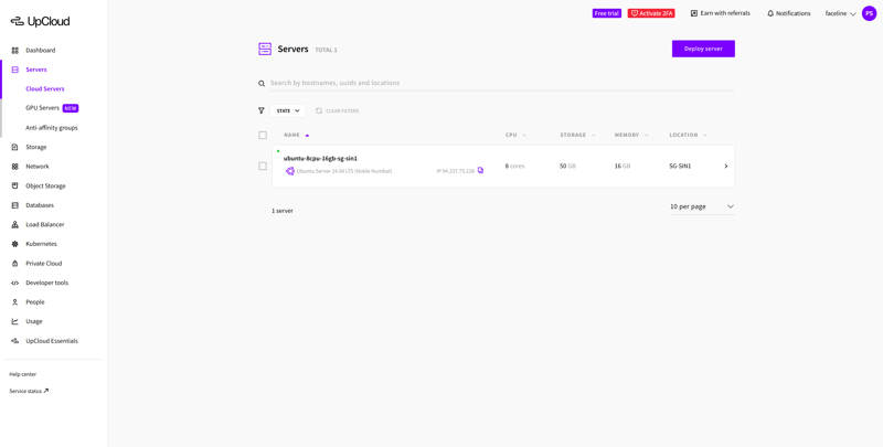 UpCloud server is up and running.png