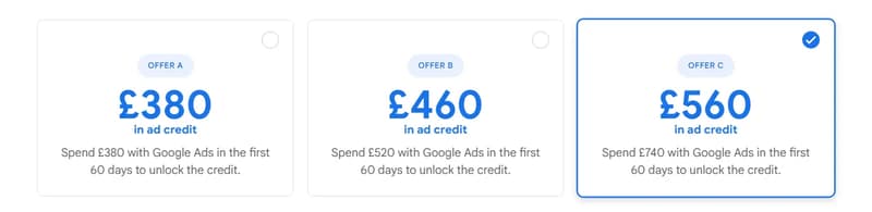 google ads UK ad credits no promotion code required.png